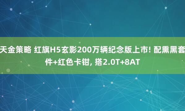 天金策略 红旗H5玄影200万辆纪念版上市! 配熏黑套件+红色卡钳, 搭2.0T+8AT