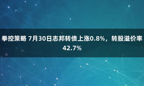 拳控策略 7月30日志邦转债上涨0.8%,转股溢价率42.7%